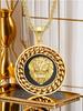 Hiphop Rock Lion Head Pendant With Chain Male Gold Color Stainless Steel Round Necklaces Pendant For Men Fashion Jewelry