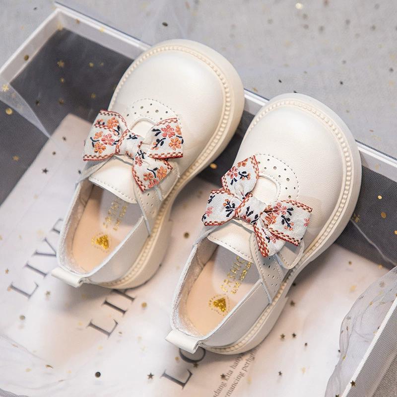 Girls' Small Leather Shoes Spring and Autumn Soft-soled Single Shoes Girls Bow Style Western Style Princess Shoes Children's Shoes