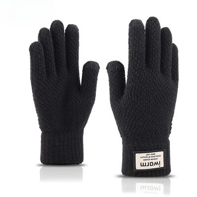 Autumn and Winter Warm Gloves for Men with Velvet Double-layer Thickened Wool Knitted Travel Touch Screen Gloves Gloves