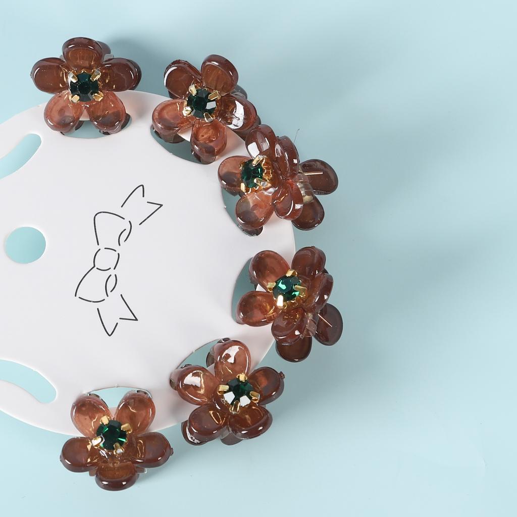 6PCS Transparent Flower Small Hair Claws Clips Women Girls Rhinestones Pearl Mini Crab Hair Clamps Sweet Childs Hair Accessories