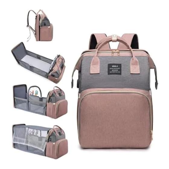 

[Yubbuio] Mother s Backpack Multifunctional large capacity bag with diaper changing seat Equipped with a USB charging port Also comes with a mosquito