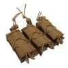 Outdoor Triple Molle Mag Pouch 9mm Open Top Triple Magazine Pouch Holder Short Style Brown