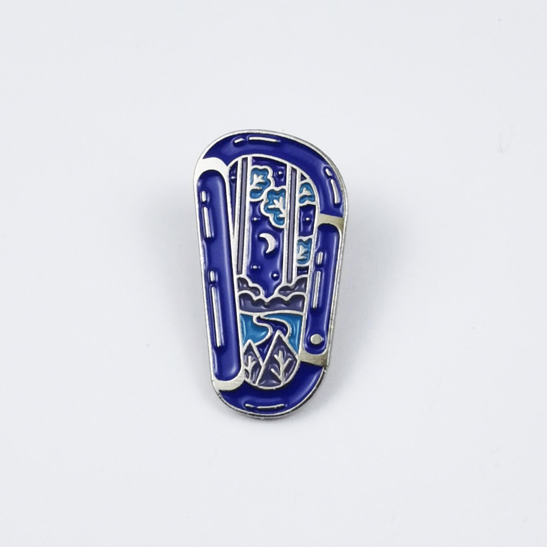 Geometric River Brooch: Mountain Scenery Backpack & Clothing Accessory