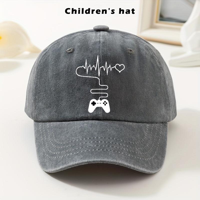A Vintage Baseball Cap with a Heart Pattern Designed for Kids Stylish SoftTop Cap for Boys And Girls Adjustable Size Trendy