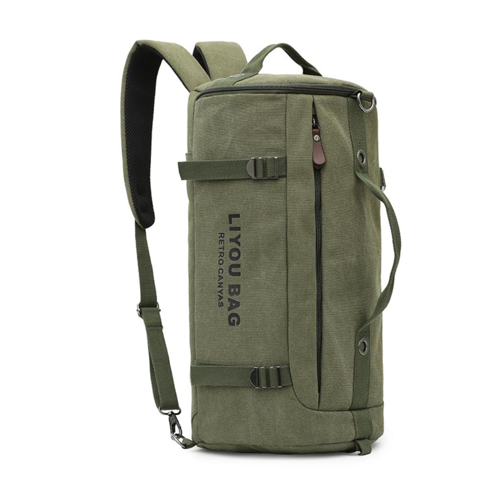 Unisex Cylindrical Travel Backpack,durable Nylon Canvas Luggage Bag,casual Duffle Rucksack for Outdoor Trip and Portable Storage Packing