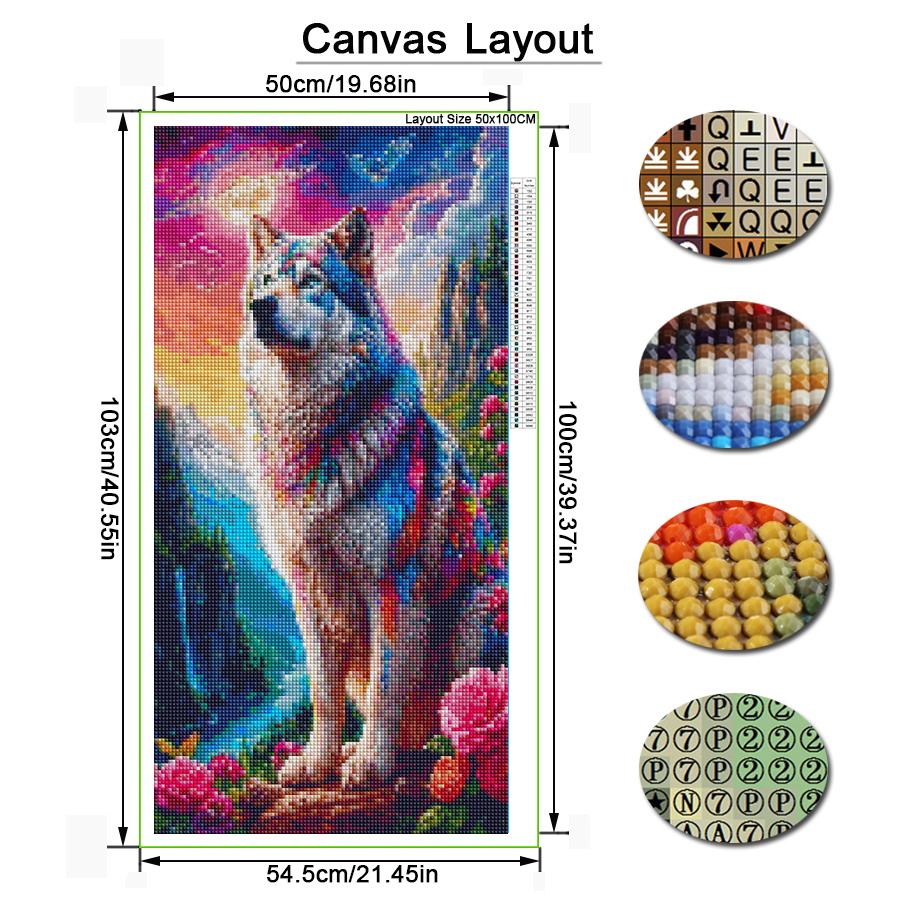 Large Size Diamond Painting Colorful Wolf Diy Full Square Round Drill Rhinestone Embroidery Animals Mosaic Cross Stitch Kits