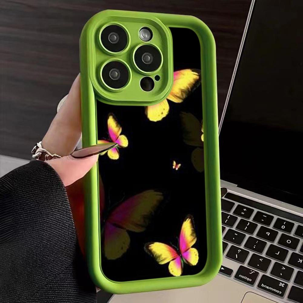 LZ4 Butterfly Art Design Silicone Phone Case for iPhone 11 13 14 15 16 Pro Max 7 8 16 Plus 12 Mini XS Max XR Shockproof Back Cover
