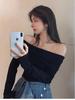 Women's One-Shoulder Slim Fit Long Sleeve T-Shirt - Sexy Cold-Weather Base Layer Top
