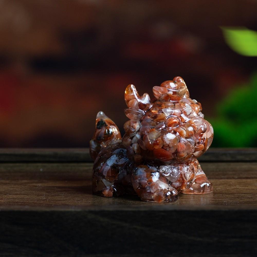 Natural Crystal Resin Animal Figurine With Stone Decor For Home Office Gift