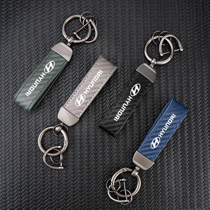 Auto Kohlefaser Leder Zinklegierung Schlüsselanhänger Mikrofaser Schlüsselanhänger für Hyundai Tucson Accent Elantra Santa fe Sonata I10 I20 I30