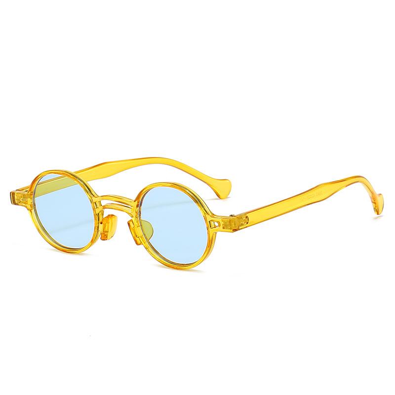 non-polarized Vintage Small Round Sunglasses Women Fashion Double Bridges Trendy Rivets Sun Glasses Punk Shades Beach Travel Streetwear Eyewear