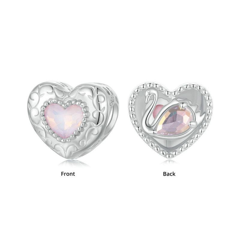 WOSTU 925 Silver Princess Pink Bear Bead Ballet Girl Charm Shoe Bow Pendant Saftey Chain Fit Bracelet Neckalce DIY Gift