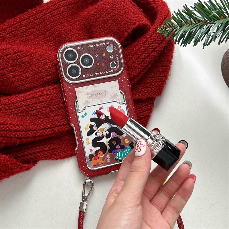 

Polka Dot Colorful Horse Card Holder for iPhone 17/16 Pro Max/15/14 Cases Women iPhone 17 Pro Max