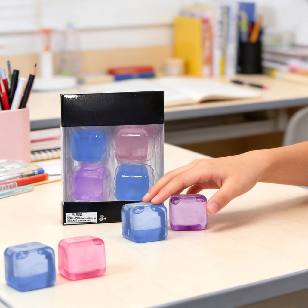 Sensory Squeeze Cube Toy Super Solid Durable Stress Relief Fidget Toy for Hand Exercise and Focus Improvement Set of 4