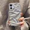 Simple Fashion Glossy Grey 3D Folds Texture Case For iPhone 16 Pro Max 15 13 12 11 14 Plus Shockproof TPU Phone Cover