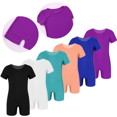 Mono de ejercicio gimnástico de manga corta activo de una pieza para niños y niñas, mono de entrenamiento para correr y danza de Ballet