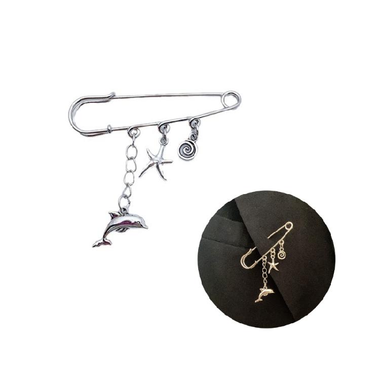 Trendy Lapel Pin Delicate Chain Pins Fashion Pendant Brooch Alloy Material