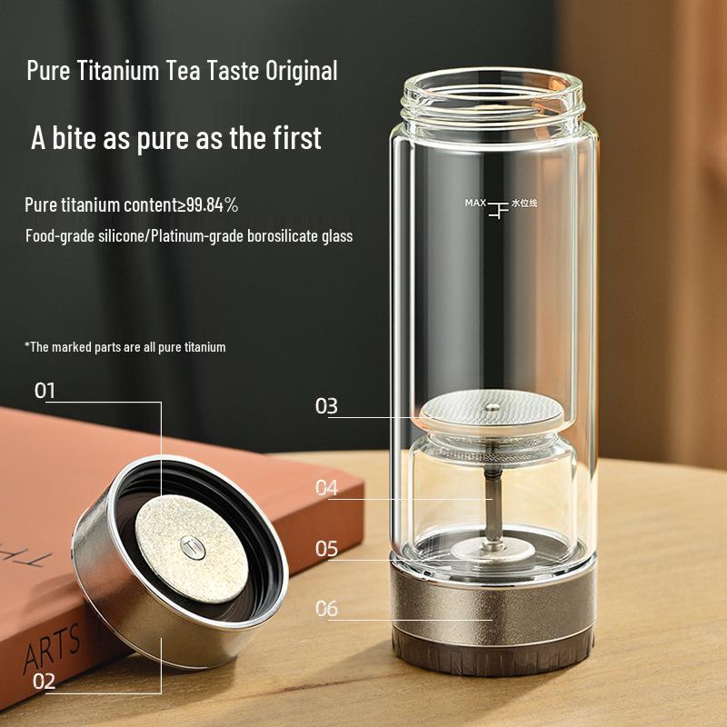 Exquisite Men's Double-Layer Titanium Insulated Tea and Water Separation Cup – Thickened, Anti-Scald, Luxury Gift