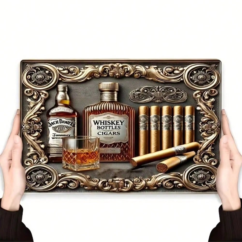 Винтажная металлическая настенная табличка Ретро Декор для виски-бара бордовый