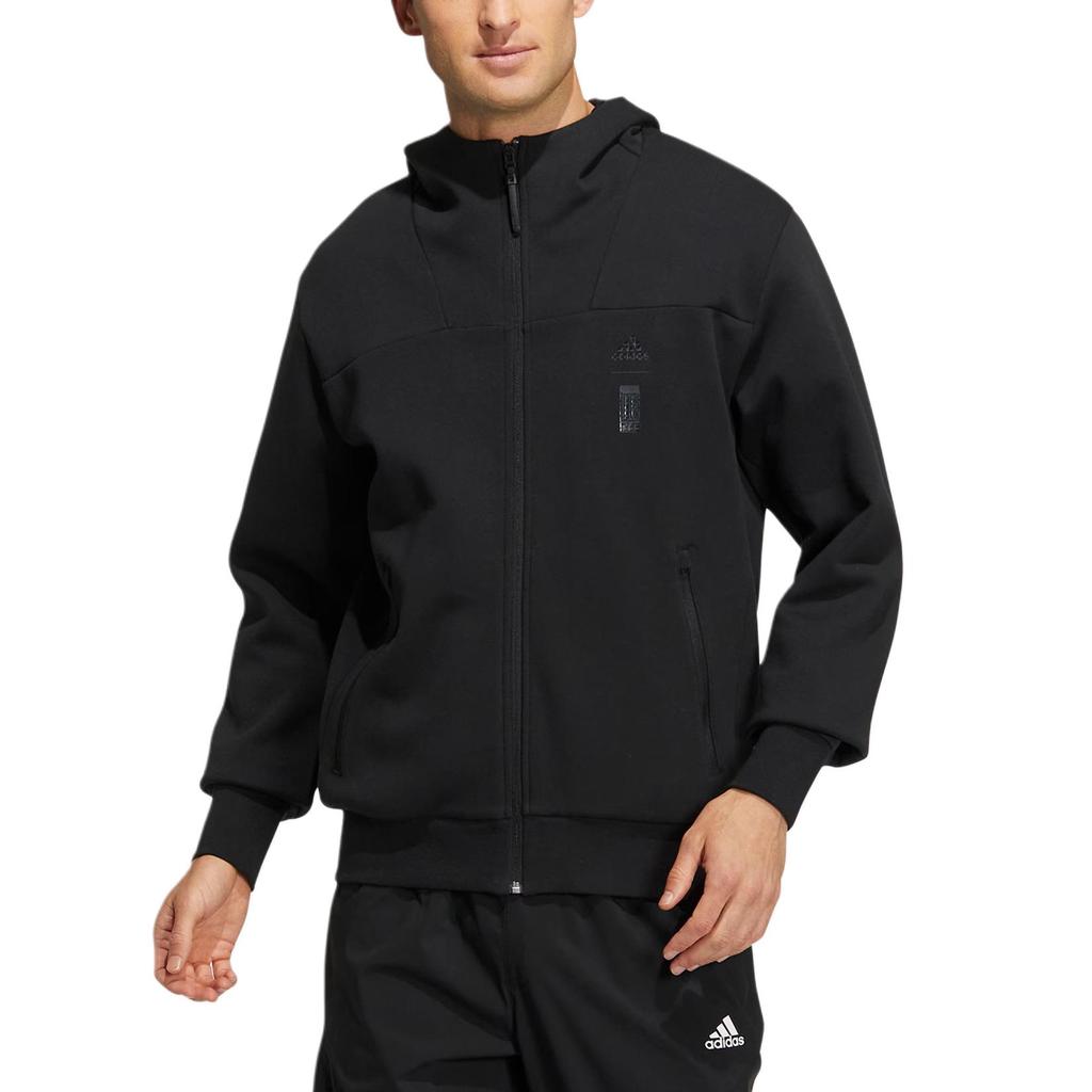 adidas Embroidered Logo Zip Hoodie Men Jackets Black HN8978