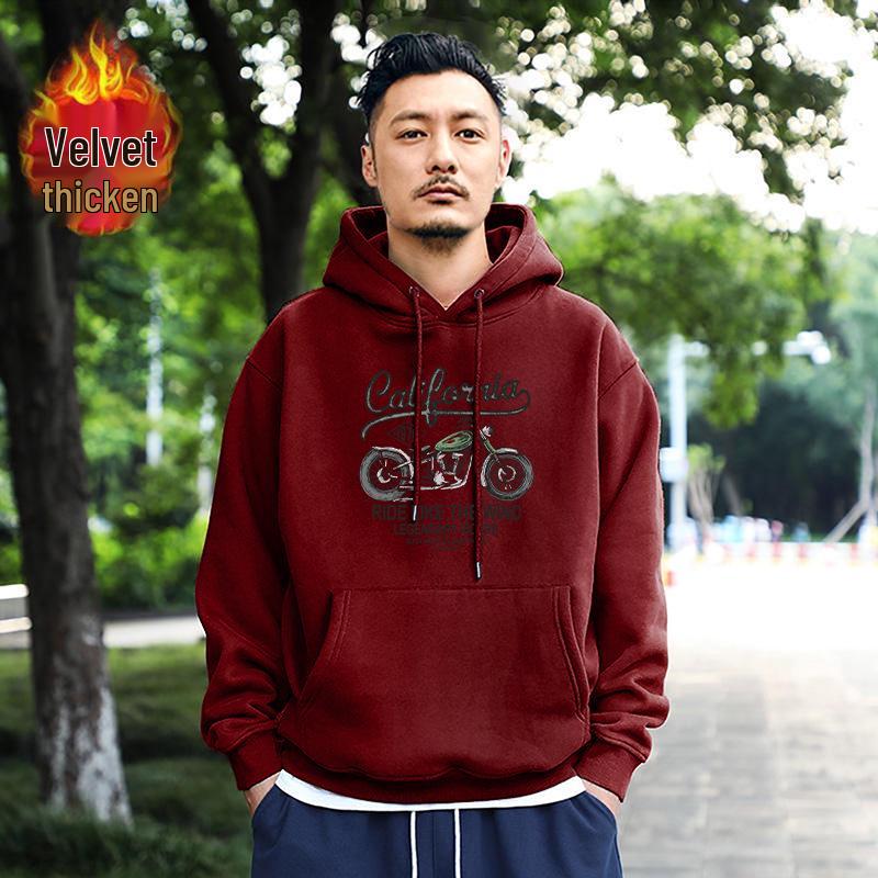 Men's Oversized Hooded Fleece-Lined Sweatshirt - Trendy Spring & Autumn Jacket