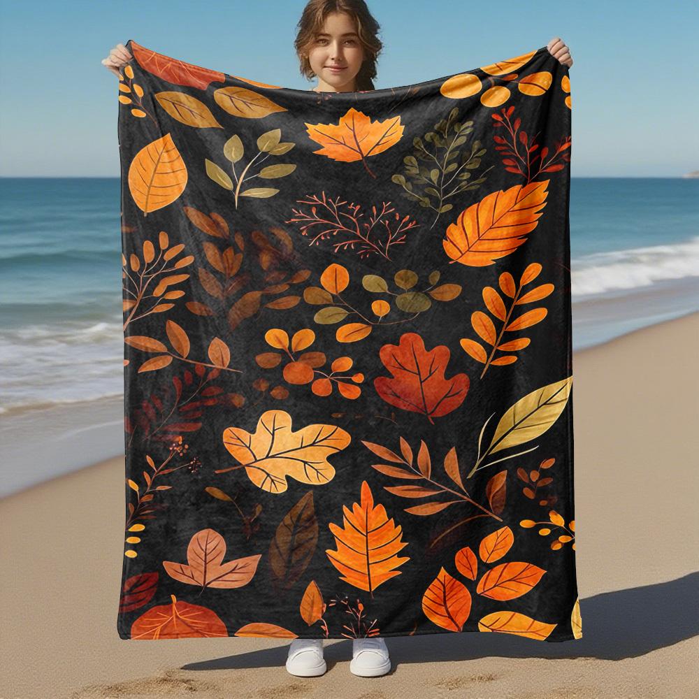 1 Stück Herbstlaub Outdoor Flanelldecke - Weiche Plüsch-Dekoration für Picknicks, Camping, Schlafzimmer, Spielzimmer, Büro oder Mittagspause 1362A