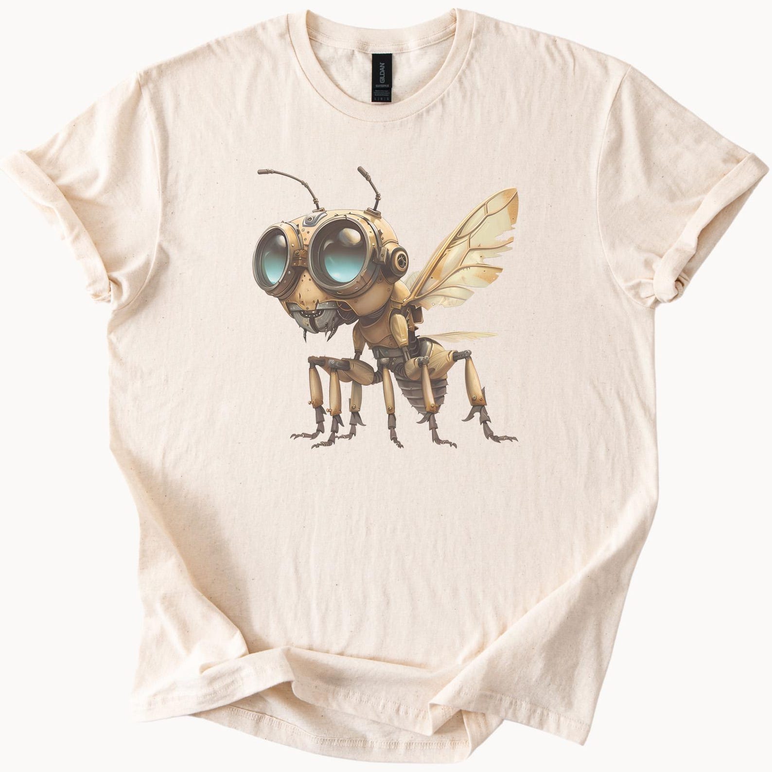 Steampunk Robot Bee Graphic T Shirt Cute Mechanical Insect Art Tee Futuristic Cyberpunk Animal Design Gift for Nature Lovers 150