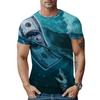 Summer Round Neck Animal Pattern 3D Print Top Fashionable Casual Short Sleeved Men's T-shirts