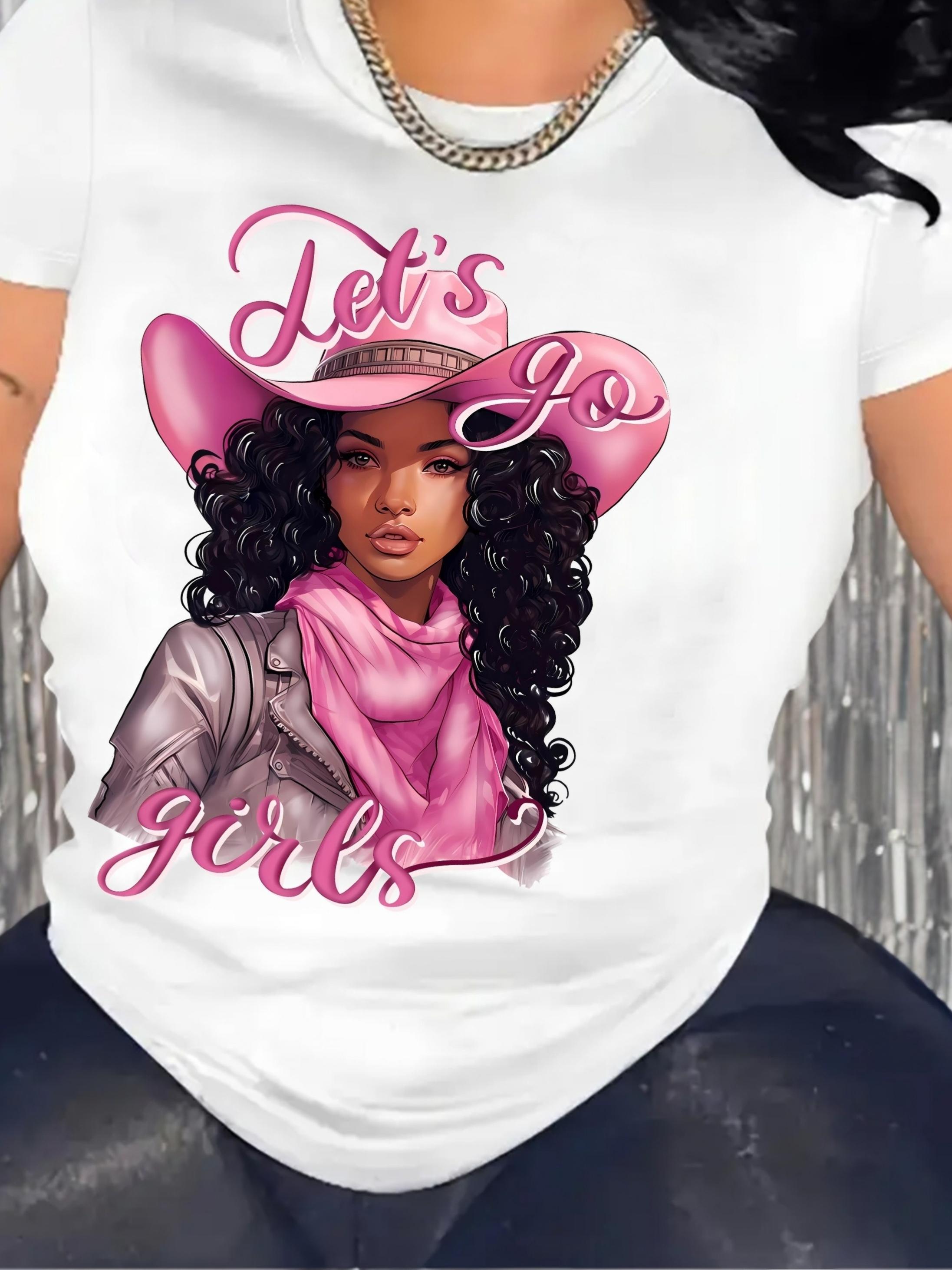 Let s Go Girls Pink Cowboy Hat Graphic Tee S