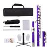 Closed Hole C Flute 16 Keys Cupronickel Nickel plated Wind Instrument with Carry Case Flute Stand Gloves Cleaning Cloth