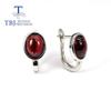100% Natural Red Garnet Clasp Earring Oval Cut 7*9mm 4.6ct Fine Gemstone Jewelry 925 Sterling Silver Rose Gold Simple