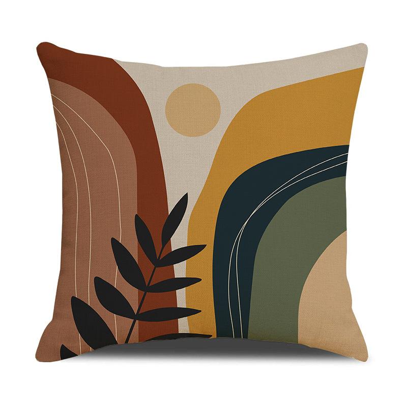 Wind Printed Pillow Case Indoor Bay Window Decoration Square Geometric Cushion Linen Abstract Simple Sofa Pillow