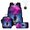 FORTNITE 3Pcs Cartoon School Set, Lightweight Backpack Front Pocket, Lunch & Pencil Case Kids 5-10, Free 3D Printed Keychain