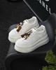 2025 Autumn New Leather Thick-soled Heightening Little White Shoes Women's and Women's Shoes Versatile Casual Moral Training Shoes Muffin Board Shoes
