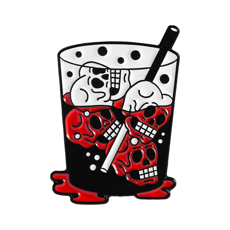 Cartoon Animal Drink Enamel Pins Witch Black Cat Elf Happiness Potion Christmas Gingerbread Coffee Drink Brooches Jewelry Gifts