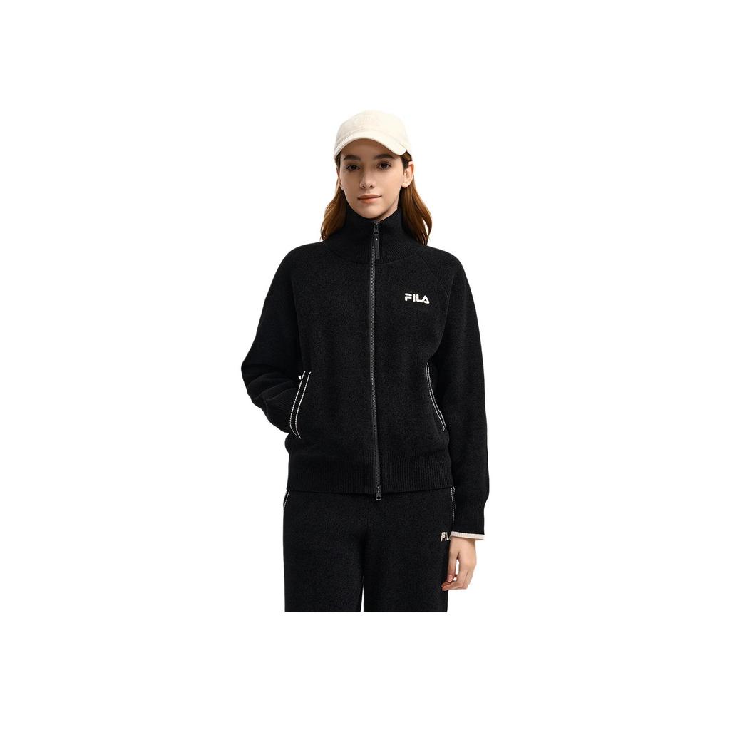 Fila Original Fashion Retro Woven Casual Regular Long Sleeve Stand Collar Loose Jacket Women Jackets F51W549501FBK