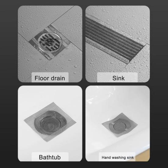1 Roll Disposable Hair Drain Stickers Waterproof Fiberglass Floor Drain Sticker Mesh Filter Hair