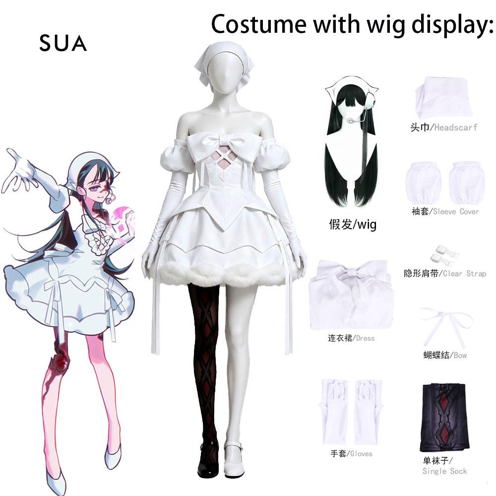 Alien Stage Zombie State Mizi Cosplay Costume Wig Pink Mini Dress Cute Big Bow Glitter Ruffle Skirt Idol Stage Outfit Full Set