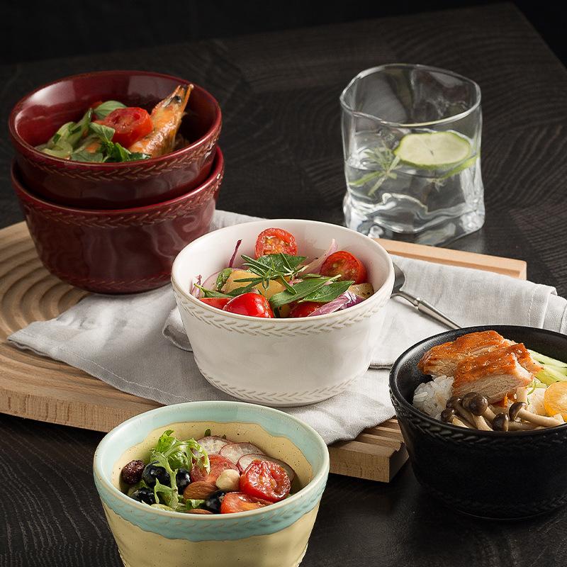 Cloud Underglaze Rice Bowl Household New Japanese Ceramic Bowl High-End Small Bowl Height Anti-Scalding Porridge Bowl
