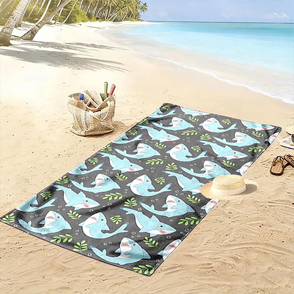 Shark Pattern Beach Towel Beach Towel Quick-drying for Travel Outdoor Sports Jogging Beach and Swimming