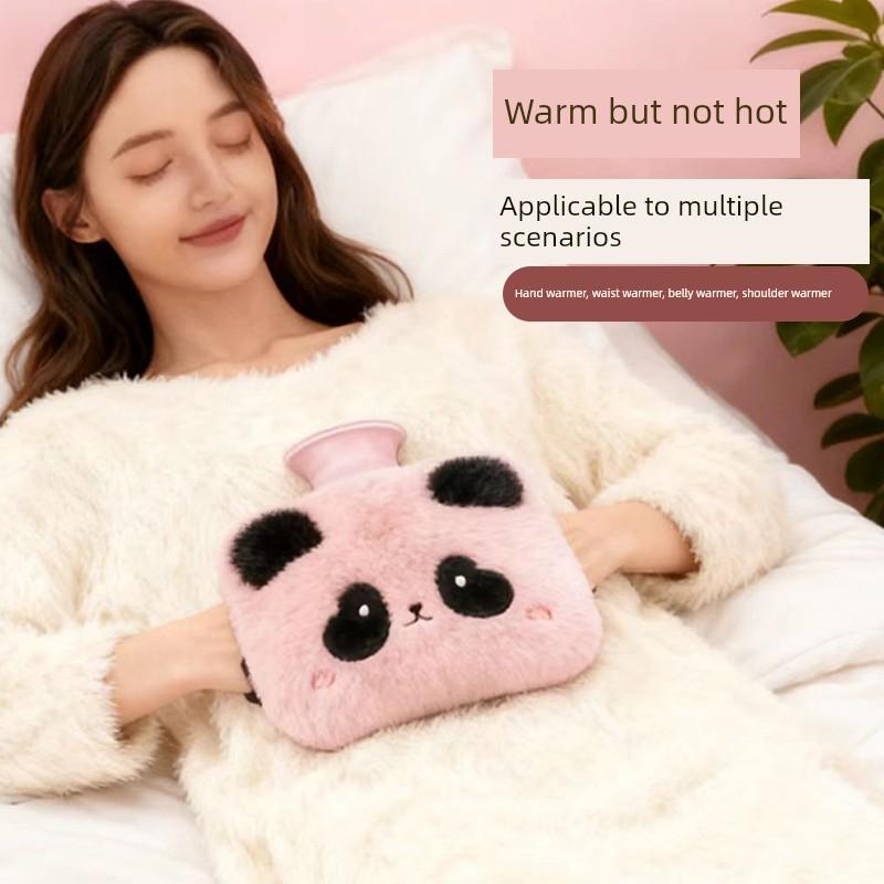 Hot Water Bottle with Water Filling, Plush Explosion-Proof Design for Girls, Warm Water Bag for Keeping Hands Warm, Hot Compress for the Stomach, Can
