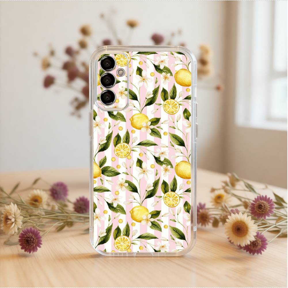 Lemon Cool S-Stripe Pattern  Phone Case Transparent Silicone Soft For SamsungA10,12,20,21S,30,31,40,50,51,52,70,71 Samsung a70