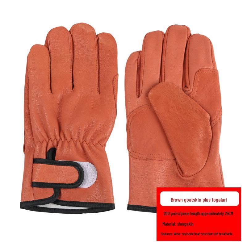 Sheepskin Welder's Gloves: Heat-Insulating, Wear-Resistant, Thickened, Durable, Protective, Double-Layer Welding Gloves with Free Shipping.