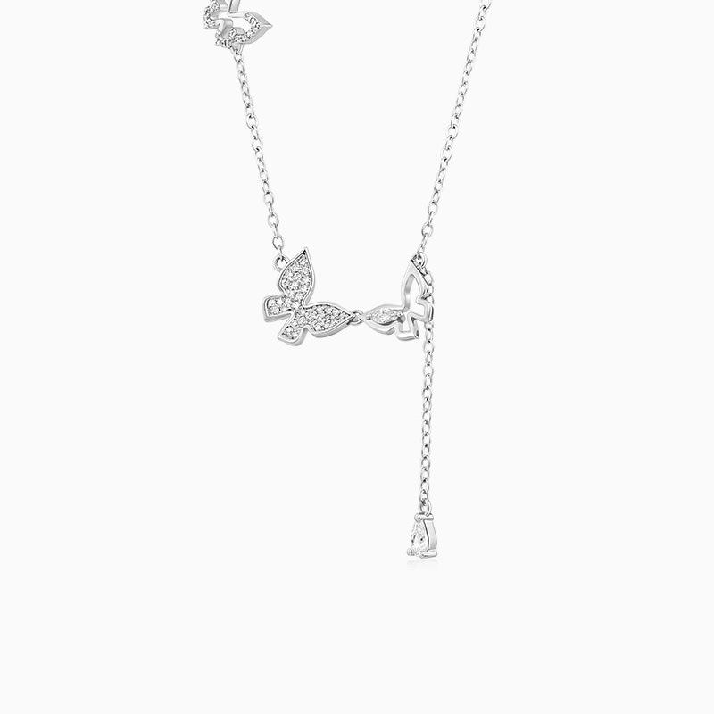 Female Light Luxury Niche Three Butterfly Tassel Necklace