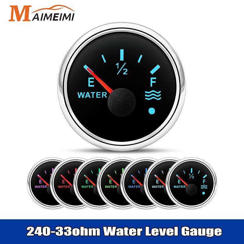 7 Colors Backlight 52mm Voltmeter Fuel Level Water Level Oil Temp Gauge With Warning Light Universal For 12V 24V Boat Car Marine