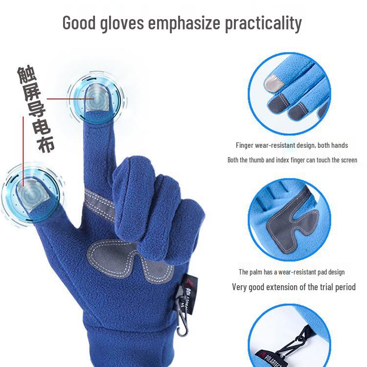 Winter Cold-Proof Fleece Touchscreen Gloves for Skiing, Driving, Running, and Cycling