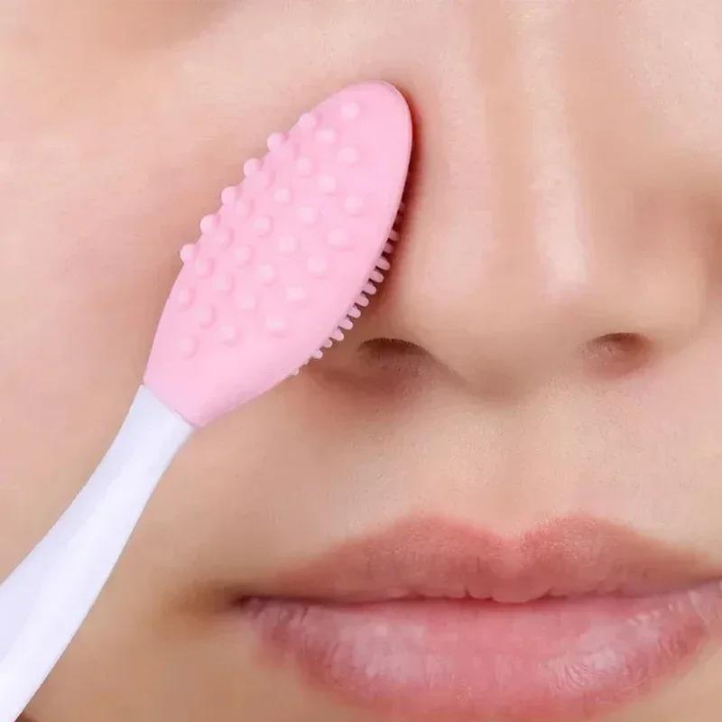 Beauty Skin Care Wash Face Double Sided Silicone Brush Cleansing Brush Exfoliating Nose Clean Blackhead Removal Brushes Tools