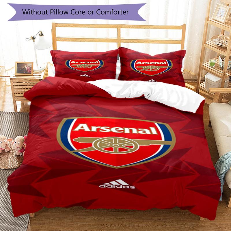 3pcs Arsenal Football Club Bedding Set Duvet Cover Closure Includes 1 Duvet Cover & 2 Pillowcases, Soft and Comfortable for All Seasons.