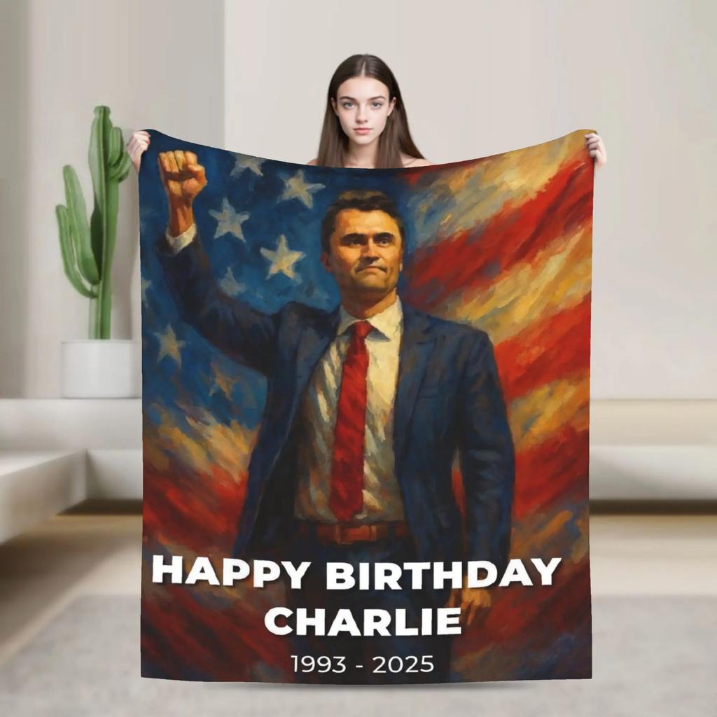 Charlie Kirk  Jesus Plush Throw Blanket  Soft Warm Fluffy Comforter for Kids Home Decor Bedspread Flannel Couch Cover