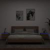 VidaXL Wall-Mounted Bedside Tables with LED Lights 2 Pcs, Nightstands, Bedroom Night Tables, Modern, Brown Oak 836839